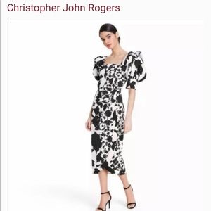 Christopher John Rogers B&W Floral Puff dress